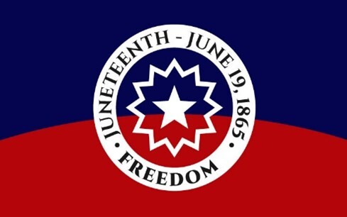 Juneteenth flag half blue and red