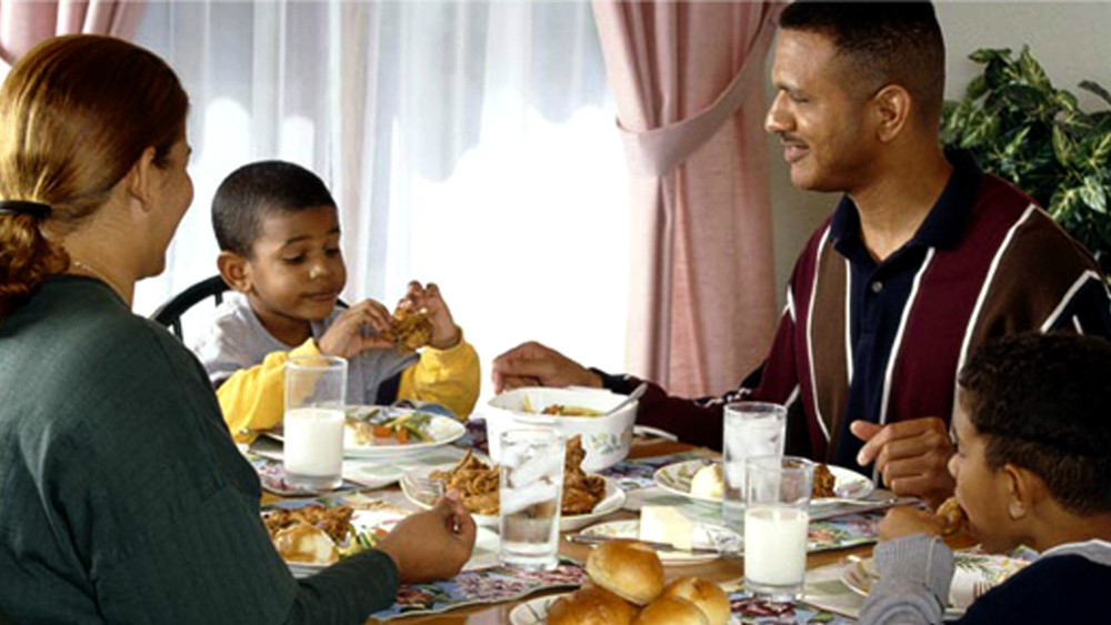 Family at dinner table